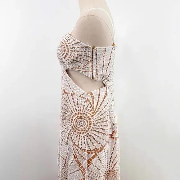 Jonathan Simkhai Jamie Dress White Fossil Guipure Lace Wedding Party LWD Size 12 - Picture 7 of 16